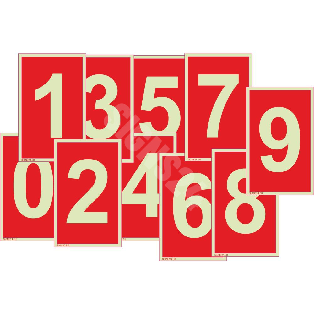 Brandskyltar Brandsäkerhetsbeteckning - nummer från 0 till 9 1 - SIGNS24.eu 