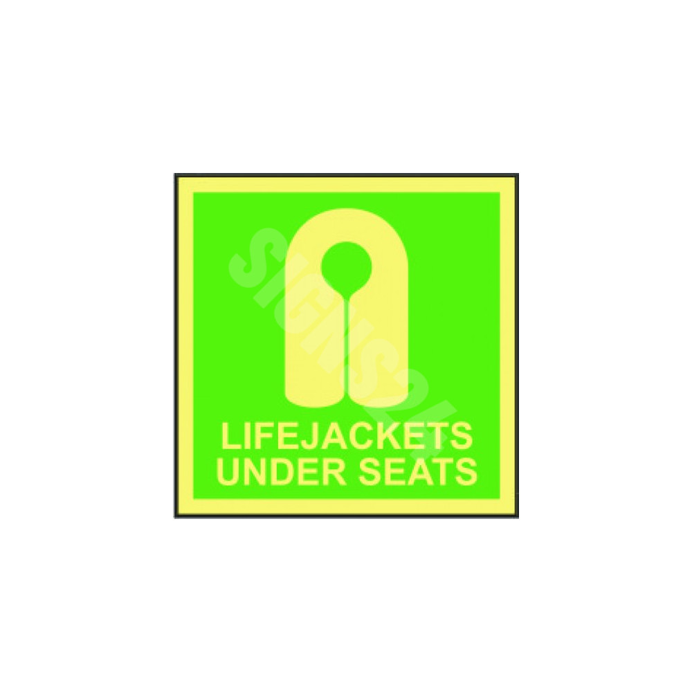 IMO kyltti LIFEJACKETS UNDER SEATS IMO kyltti LIFEJACKETS UNDER SEATS