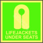 IMO kyltti LIFEJACKETS UNDER SEATS IMO kyltti LIFEJACKETS UNDER SEATS
