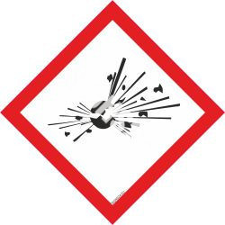Sprogstamoji (Sprogimo pavojus)|Pavojingų medžiagų žymėjimas (REACH / CLP / GHS / ADR)|SIGNS24.eu|SIGNS24.EU