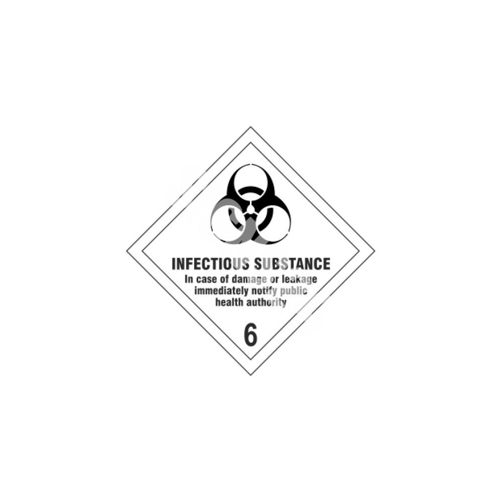 ADR ženklas Infekcinės medžiagos 6 klasė su tekstu / Infectious substances class 6 with text|Pavojingų medžiagų žymėjimas (REACH / CLP / GHS / ADR)|SIGNS24.eu|SIGNS24.EU