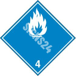 ADR zīme Ar ūdeni reaģējoša viela 4 klase / Water Reactive Substance class 4|Bīstamo vielu apzīmējums (REACH / CLP / GHS / ADR)|SIGNS24.eu|SIGNS24.EU