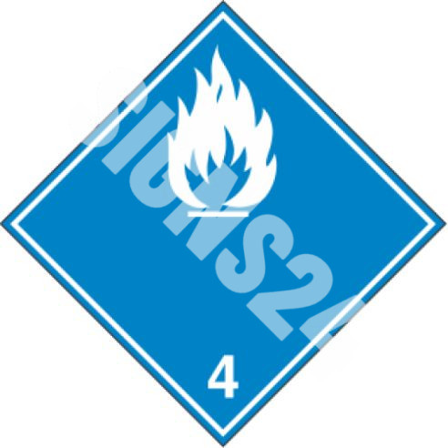 ADR zīme Ar ūdeni reaģējoša viela 4 klase / Water Reactive Substance class 4|Bīstamo vielu apzīmējums (REACH / CLP / GHS / ADR)|SIGNS24.eu|SIGNS24.EU