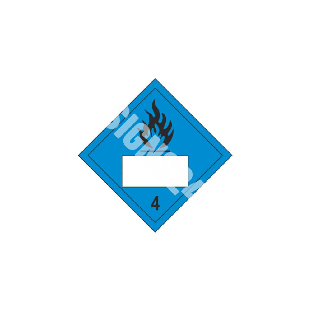 ADR märk Märja tuleohtlik klass 4 numbriga / Flammable when wet class 4 with number|Ohtlike ainete tähistamine (REACH / CLP / GHS / ADR)|SIGNS24.eu|SIGNS24.EU