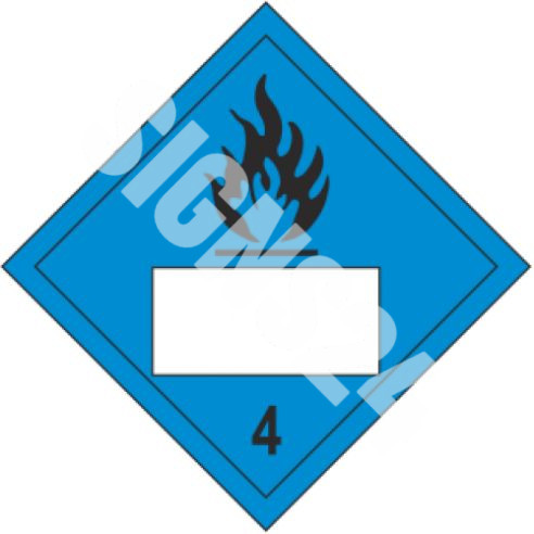 ADR-kyltti Syttyvä märkänä luokka 4 numerolla / Flammable when wet class 4 with number|Vaarallisten aineiden nimitys (REACH / CLP / GHS / ADR)|SIGNS24.eu|SIGNS24.EU