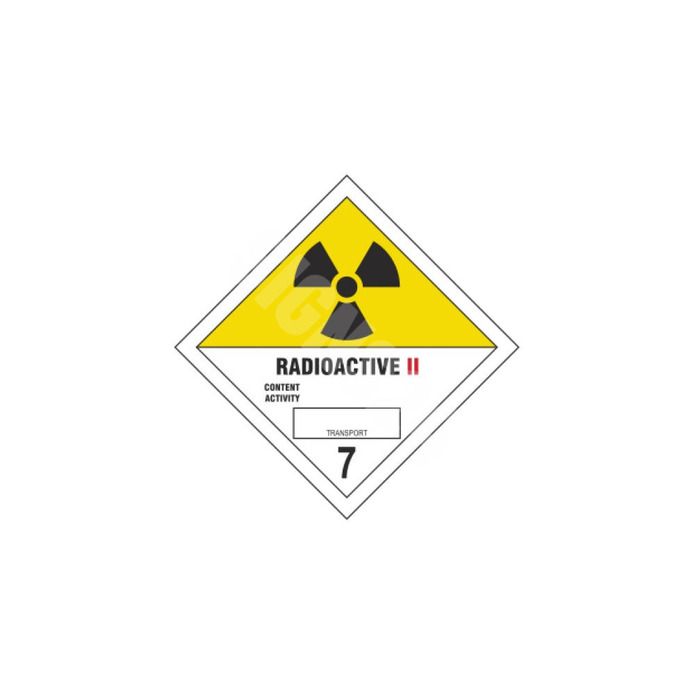 ADR ženklas Radioaktyvus II klasė 7 / Radioactive  II class 7
