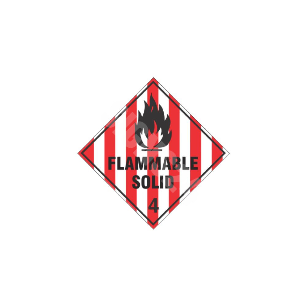ADR ženklas Degiųjų medžiagų klasė 4 su tekstu / Flammable solid class 4 with text