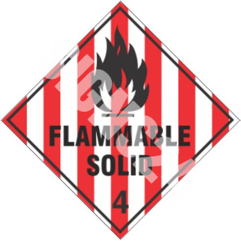 ADR-kyltti Syttyvien kiinteiden aineiden luokka 4 tekstillä / Flammable solid class 4 with text|Vaarallisten aineiden nimitys (REACH / CLP / GHS / ADR)|SIGNS24.eu|SIGNS24.EU