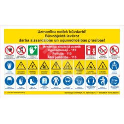 Statybvietės plakatas - Dėmesio, vyksta statybos darbai!