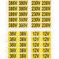 Ženklų rinkinys Elektros tinklo žymėjimas 10 vnt (12 V, 36 V, 230 V, 380 V)