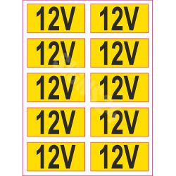 Ženklų rinkinys Elektros tinklo žymėjimas 10 vnt (12 V, 36 V, 230 V, 380 V)