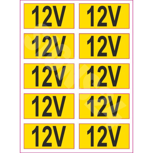 Ženklų rinkinys Elektros tinklo žymėjimas 10 vnt (12 V, 36 V, 230 V, 380 V)