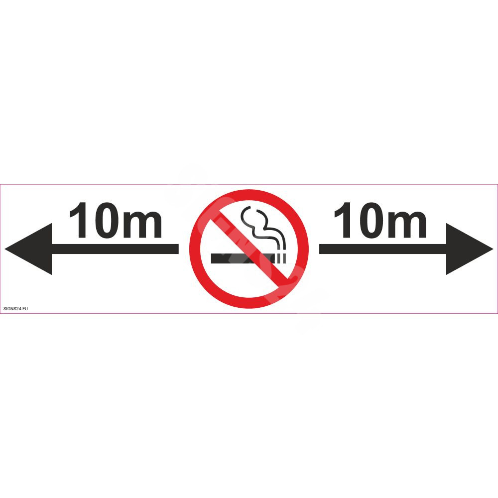 Ženklas Draudžiama rūkyti 10 metrų nuo įėjimo su ženklu ar tekstu