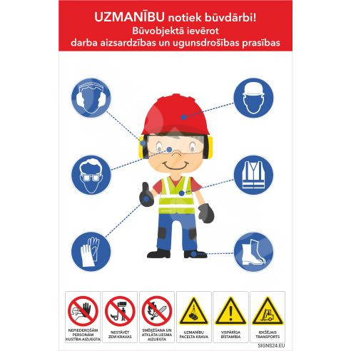 Apsaugos plakatai, statybinės lentos