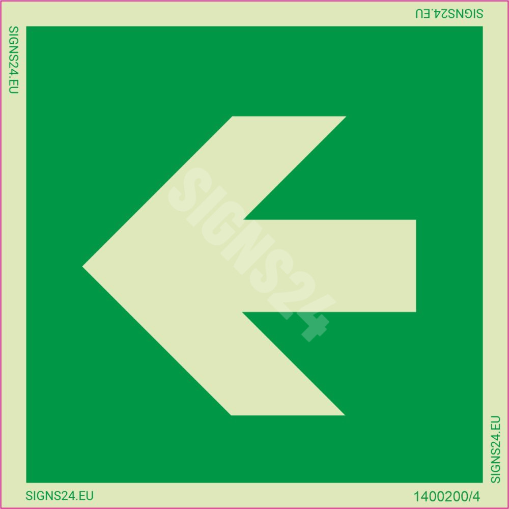 Luminesoiva kyltti Poistumisreitin suuntanuoli