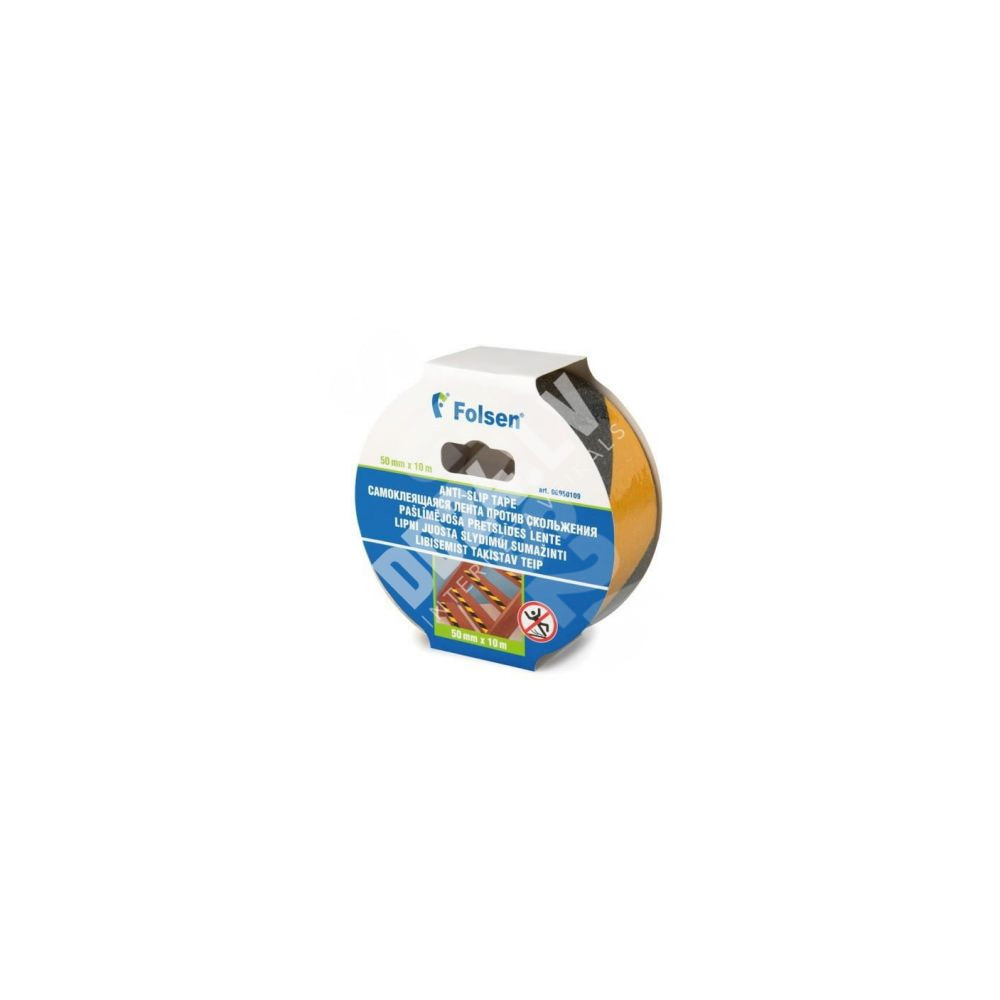 Hoiatus isekleepuv libisemisvastane teip, kollane / must 50mm x 10m