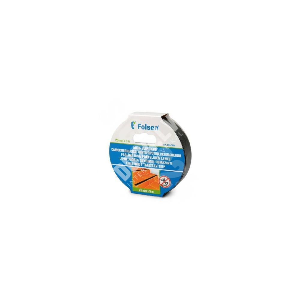 Isekleepuv libisemisvastane teip 25mm x 5m, must