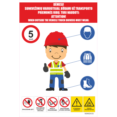 Saugos plakatas SIGNSmen įvairioms pramonės šakoms
