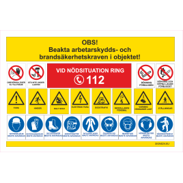 Affisch - OBS! Beakta arbetarskydds- och brandsäkerhetskraven i objektet!