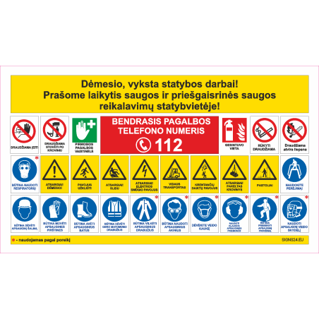 Apsaugos plakatai, statybinės lentos