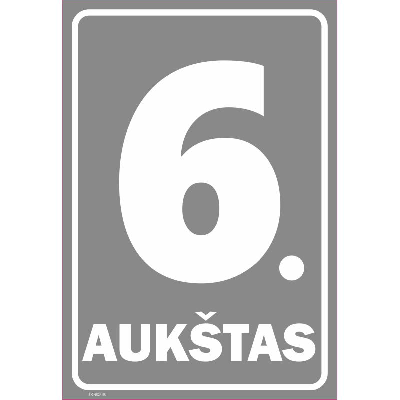 Ženklas Aukštų numeracija – 6 aukštas