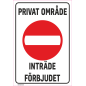 Skylt Privat område inträde förbjudet