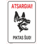 Ženklas Atsargiai! Piktas šuo
